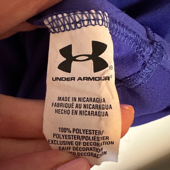 Under Armour T-shirt Top 4th of July Patriotic American Flag Heart Blue Size Med - Picture 5 of 8